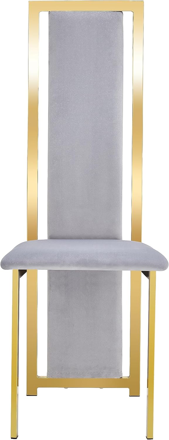 ME2 Juego de 2 sillas de comedor, elegantes patas de acero inoxidable doradas, sillas de comedor tapizadas de terciopelo para cocina y comedor (gris)