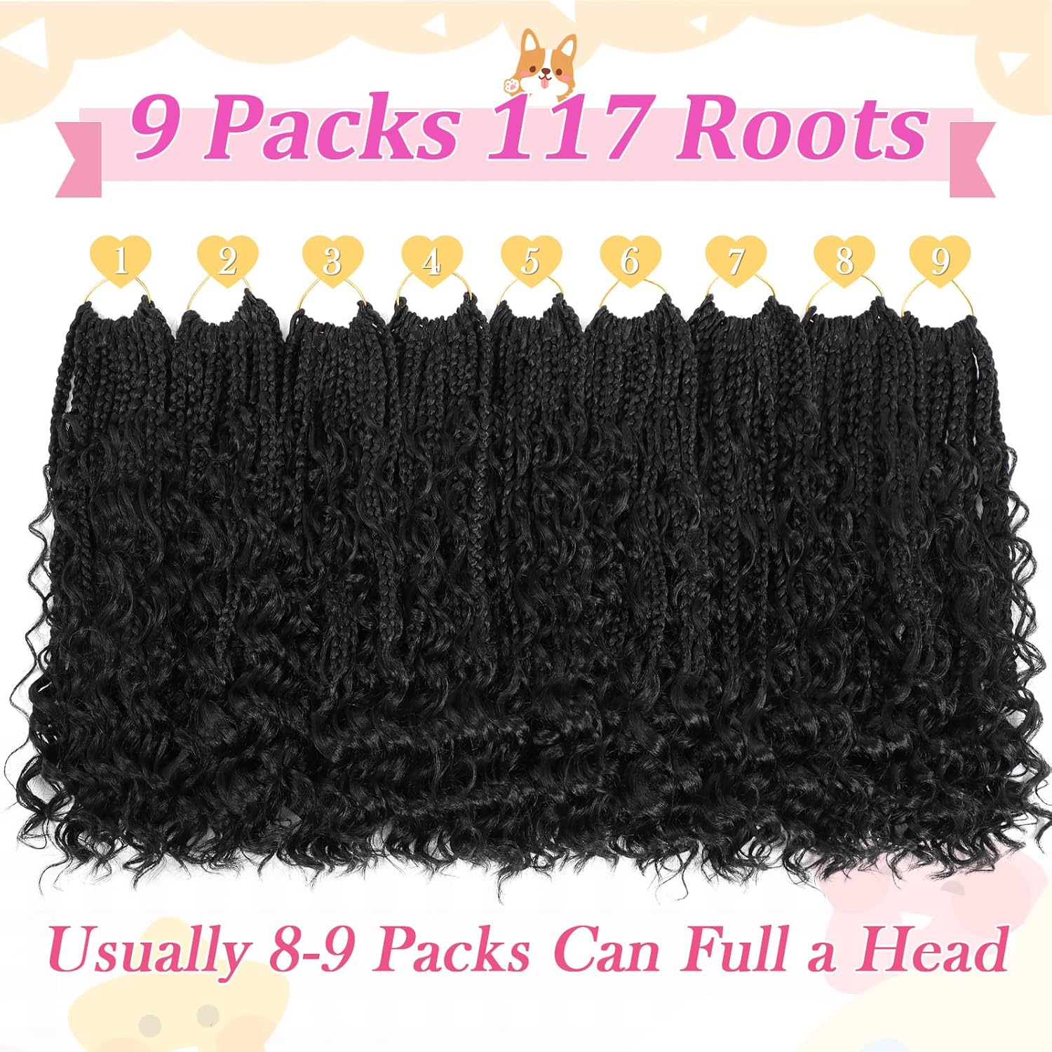Kelagoo Goddess Box – Trenzas de cabello de ganchillo de 12 pulgadas, paquete de 9 paquetes de trenzas de caja Bohomian para mujeres negras, trenzas