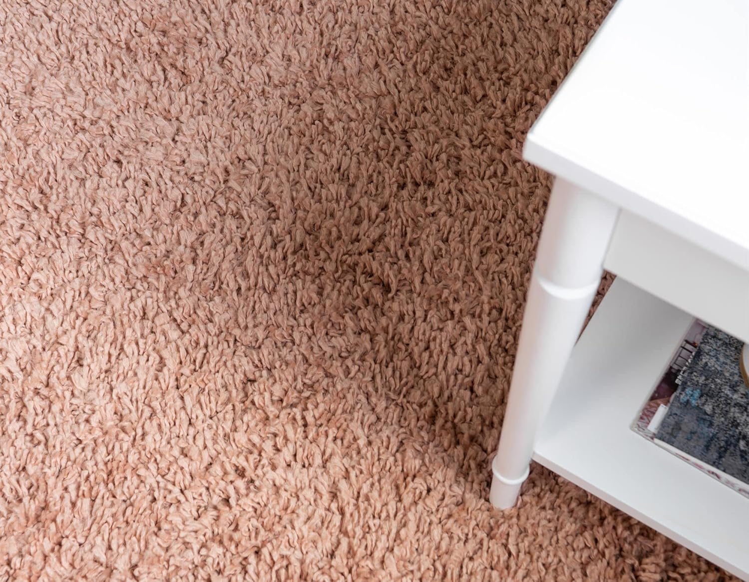 Rugs.com Zermatt Shag Collection – Alfombra ovalada de 5 x 8 pies, color rosa polvoriento, perfecta para salas de estar, comedores grandes, planos