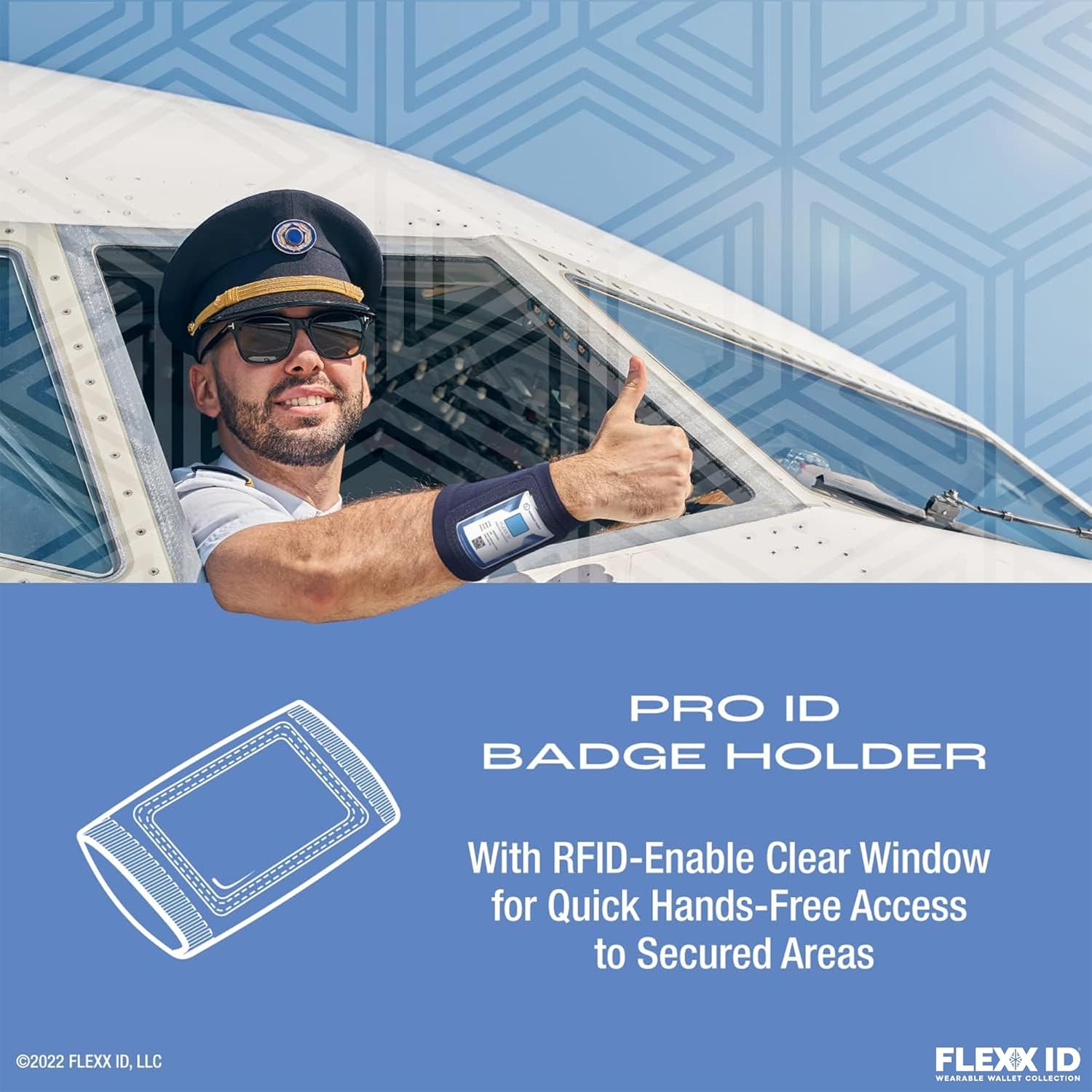 PRO – Cartera segura con soporte para brazo de ventana transparente habilitada para RFID con bolsillo de velcro, acceso rápido manos libres para