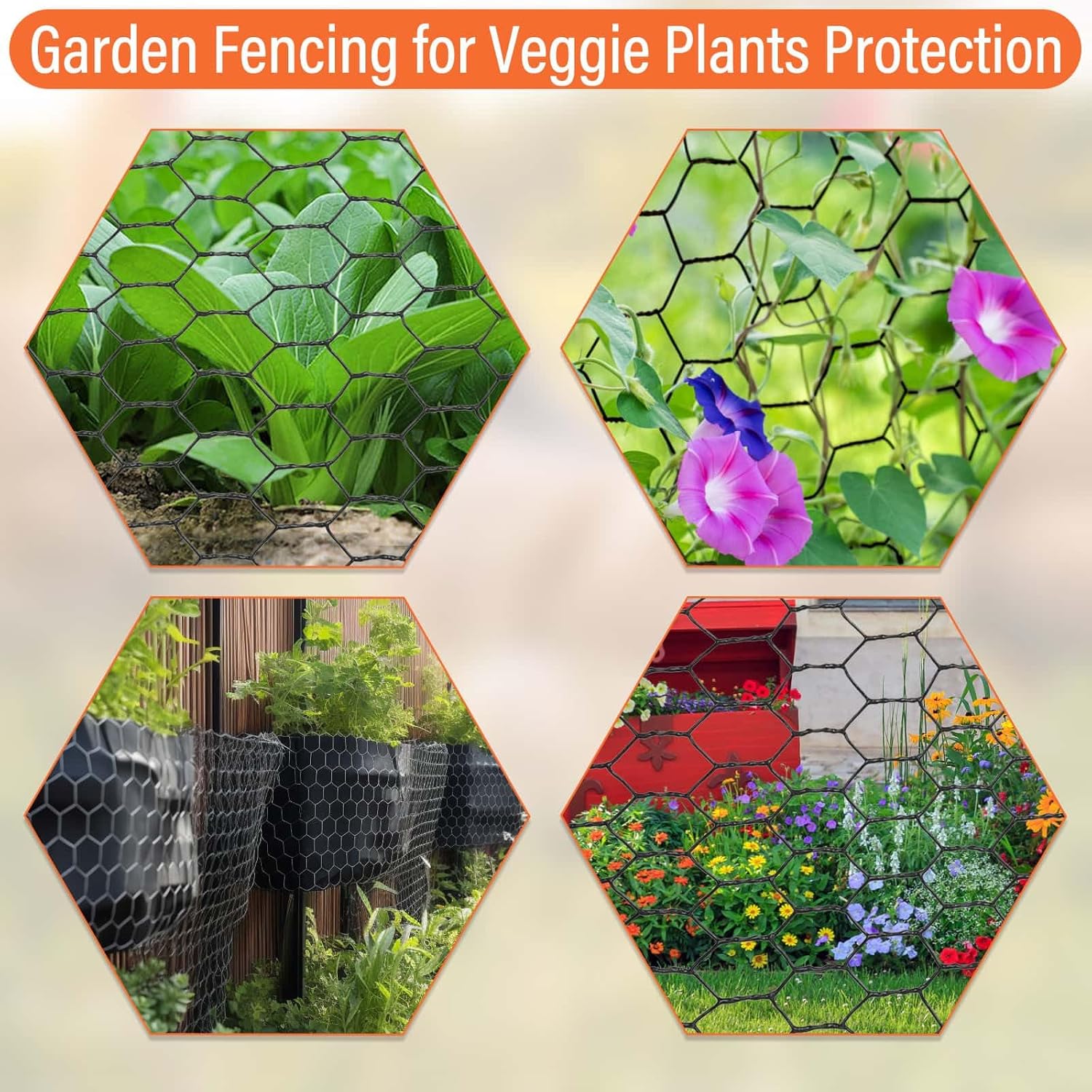 Cerca de alambre de pollo negro para arreglos florales, rollo de malla de alambre galvanizado hexagonal de 15.7 pulgadas x 9.8 pies para