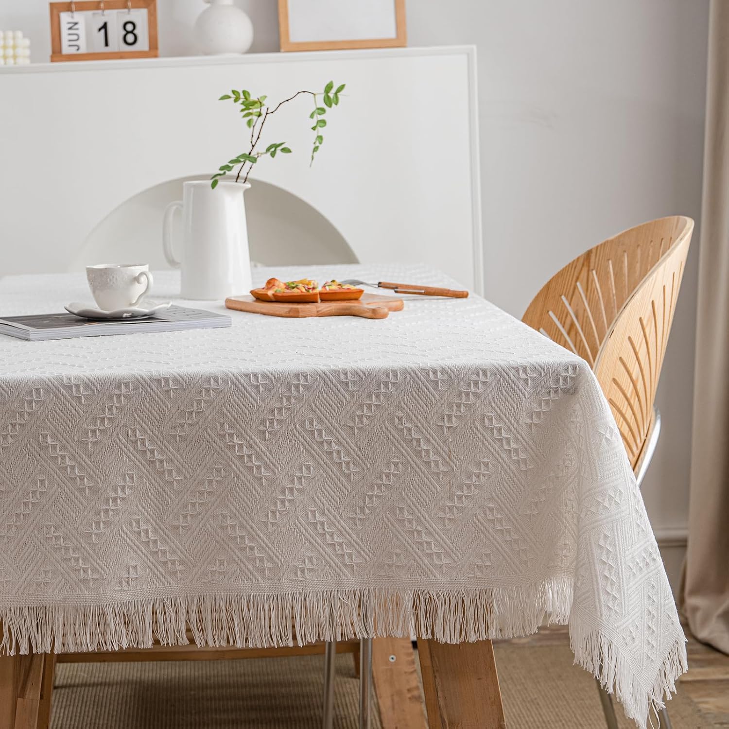 Mantel rectangular de encaje para mesa de fiesta al aire libre, mantel blanco para mesa rústica, granja, cocina, mesa de café, manteles redondos de