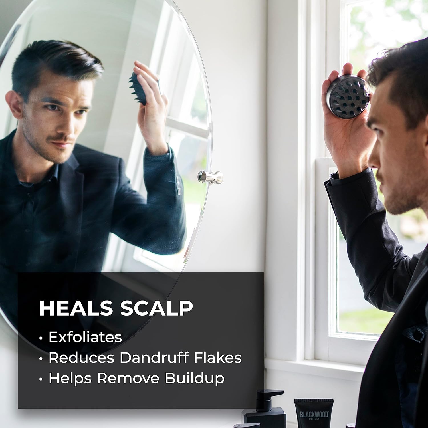 BLACKWOOD FOR MEN Paquete de cuidado del cabello Champú Hidratante Hydroblast (17 oz), Acondicionador Hidratante HydroBlast (4.59 oz), y masajeador