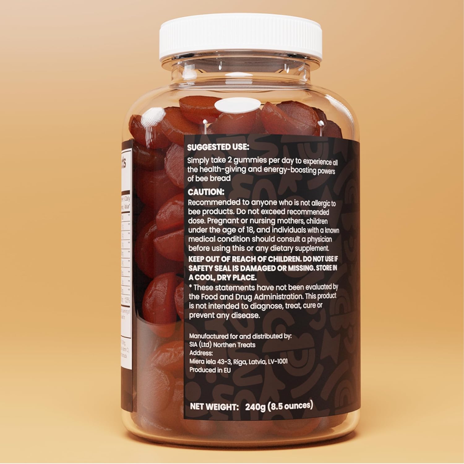 Kiin Bee Pearl Gummies  Pan de abeja (polen de abeja fermentado)  Superalimento 100% natural rico en vitaminas A, B, C, E, K, Mg, P, enzimas,