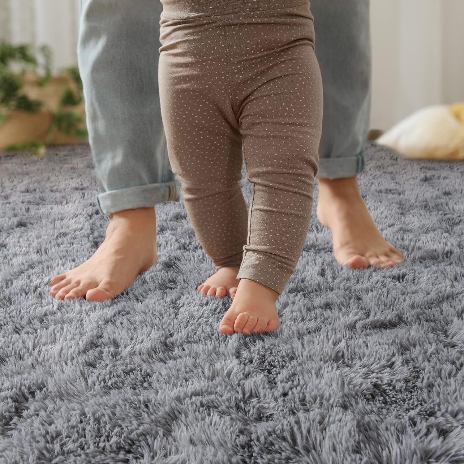 YJ.GWL Alfombras de pasillo esponjosas para dormitorio, sala de estar, alfombra de pelo suave de 2 x 4 pies, alfombra de felpa gris antideslizante