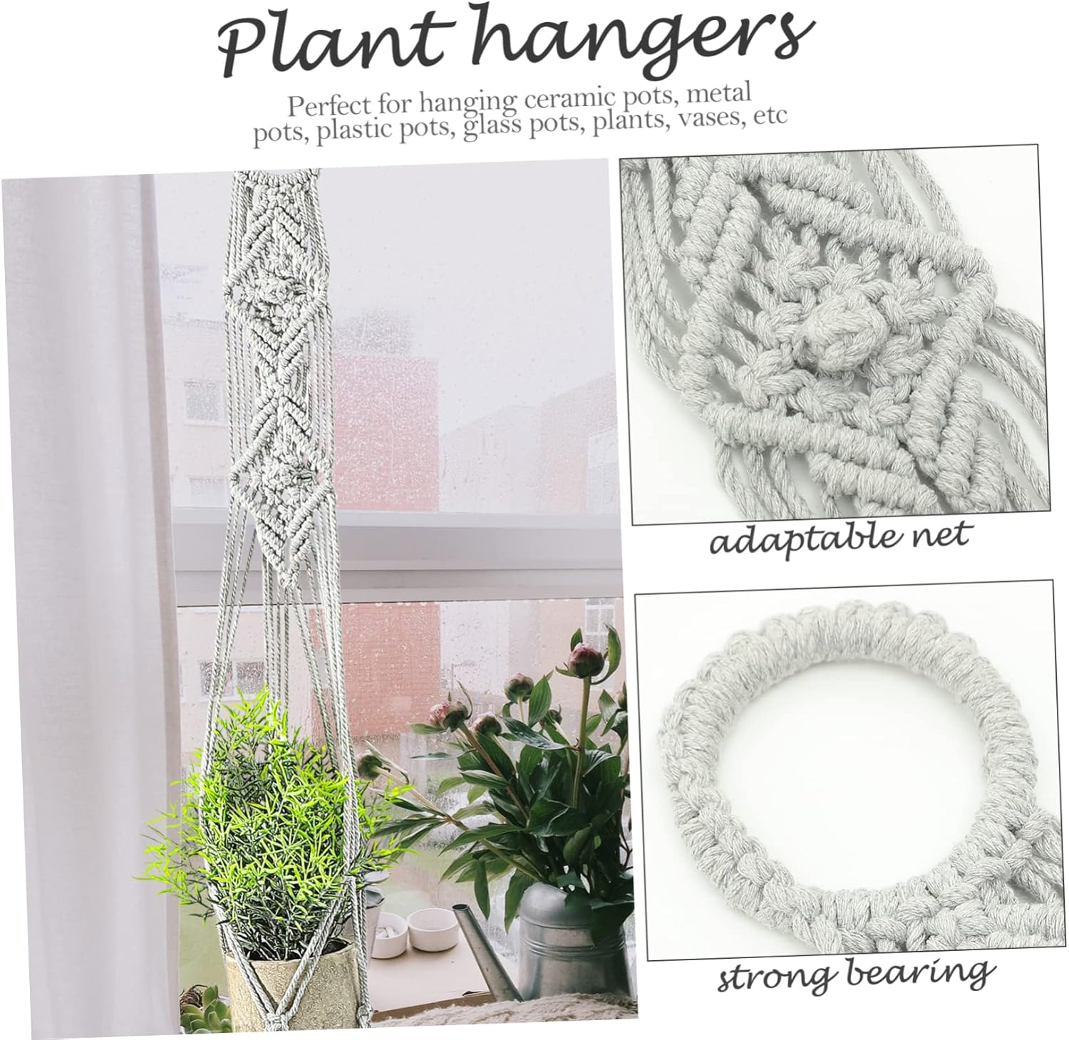 YARNOW 3 piezas de red para plantas, soportes para macetas para exteriores e interiores, soporte para plantas de macramé, soporte para plantas de