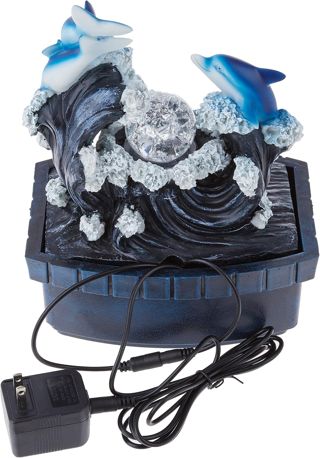 OK Lighting Fuente de mesa Dolphin de 11.50″ de alto, azul