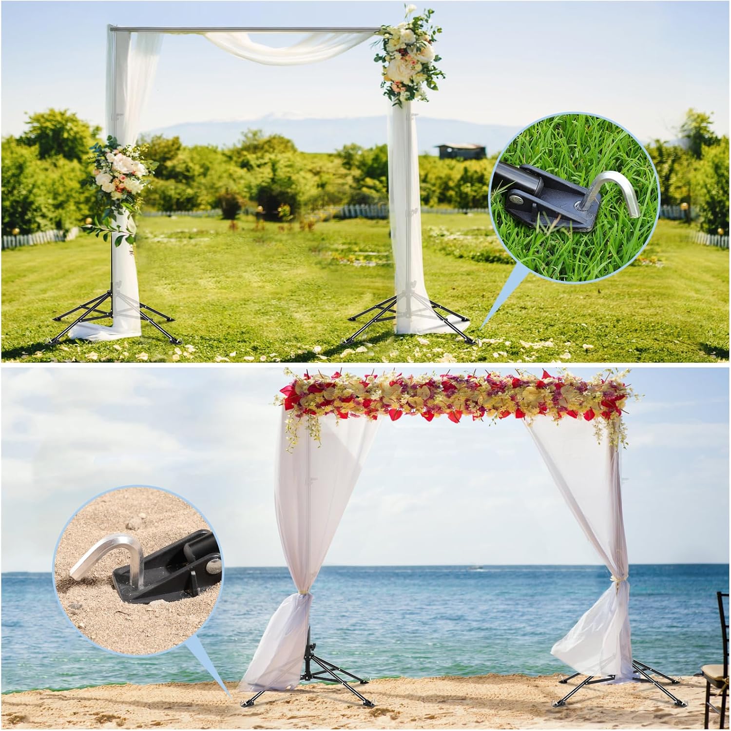 Soporte de fondo de cuatro patas de 6.5 x 10 pies, soporte de fondo de fotos de IFKDNR para fiestas, kit de soporte ajustable con 4 barras