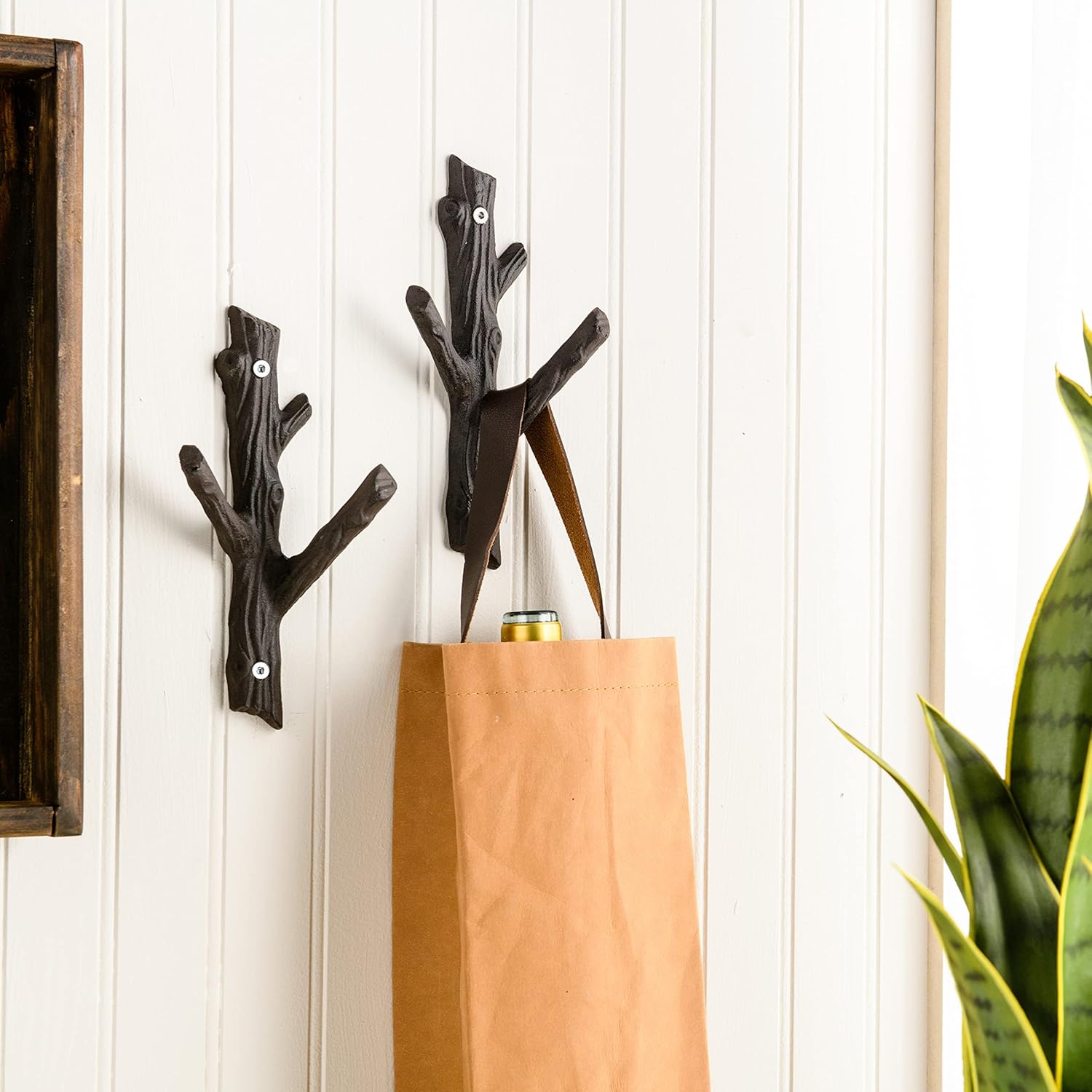 Giftcraft Juego de 2 ganchos decorativos de rama de árbol, ganchos de pared de 3 ganchos, estante para toallas, chaquetas, sombreros, ganchos de