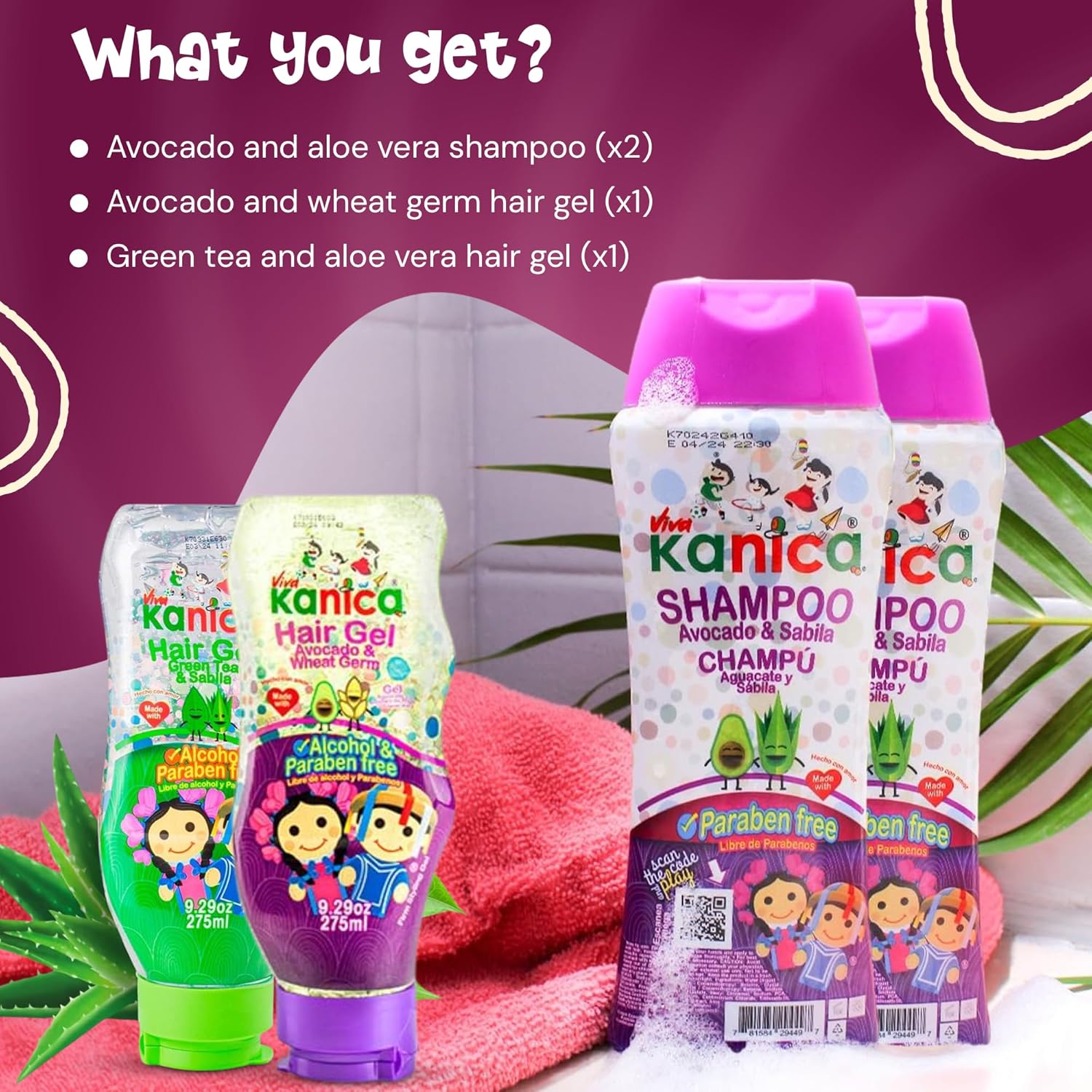 Kit integral de cuidado del cabello, 2 champús sin parabenos de 13.5 onzas y 2 gel para el cabello sin alcohol de 9.29 onzas, productos nutritivos