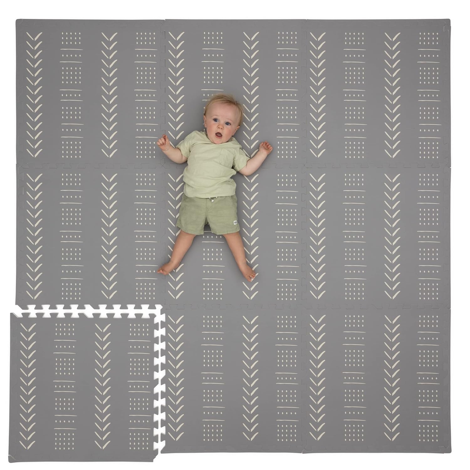 CHILDLIKE BEHAVIOR Tapete de juego para bebés, tapete para el tiempo boca abajo y tapete para gatear, tapete de juego de espuma para bebé con