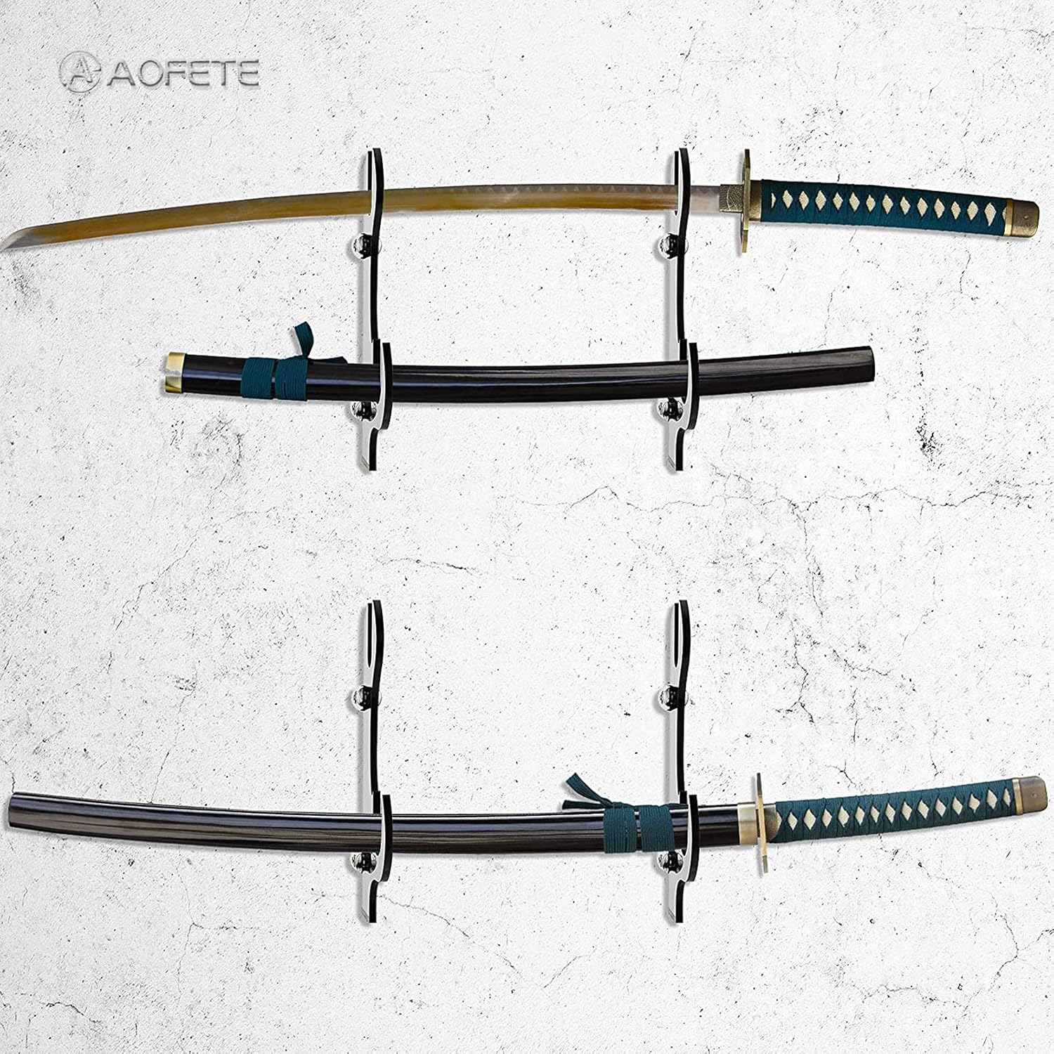 Soporte para espadas, 1 par de ganchos de espada de acrílico, ajustable, para Katana Wakizashi Tanto Genji