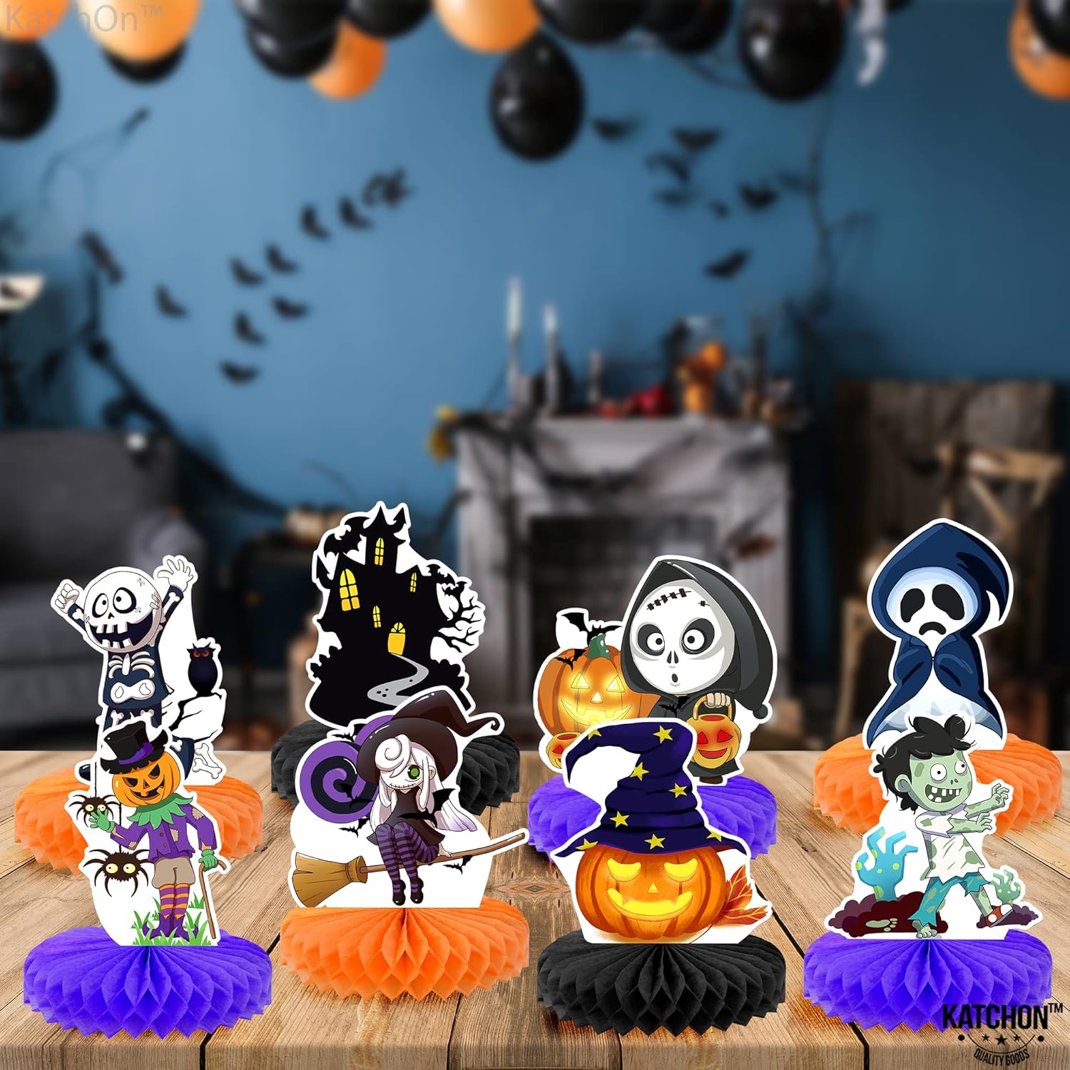 KatchOn, Centros de mesa de Halloween para mesas, paquete de 8, centro de mesa espeluznante de Halloween para decoraciones de mesa de Halloween,