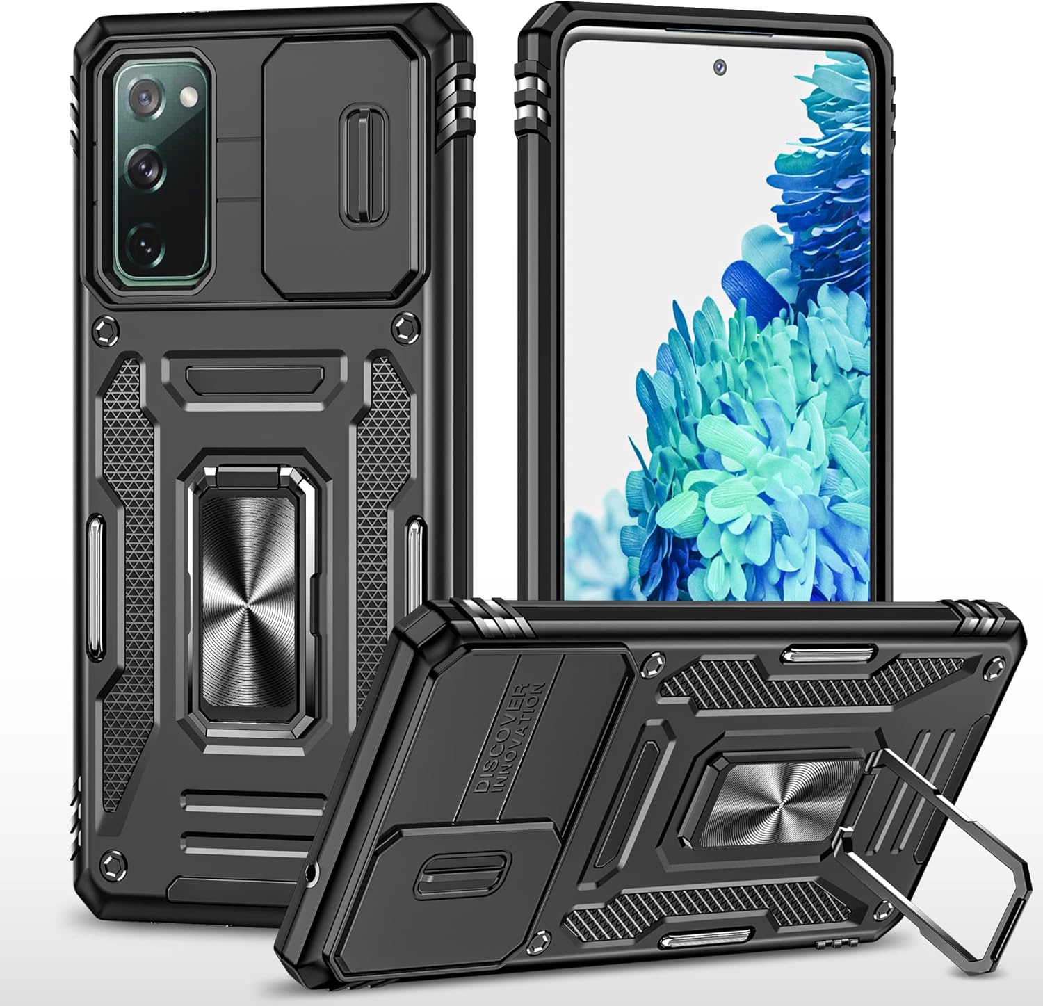 DAWEIXEAU Funda para Galaxy S20, Slide Lens Funda protectora a prueba de golpes resistente a los impactos con función atril Funda para Samsung