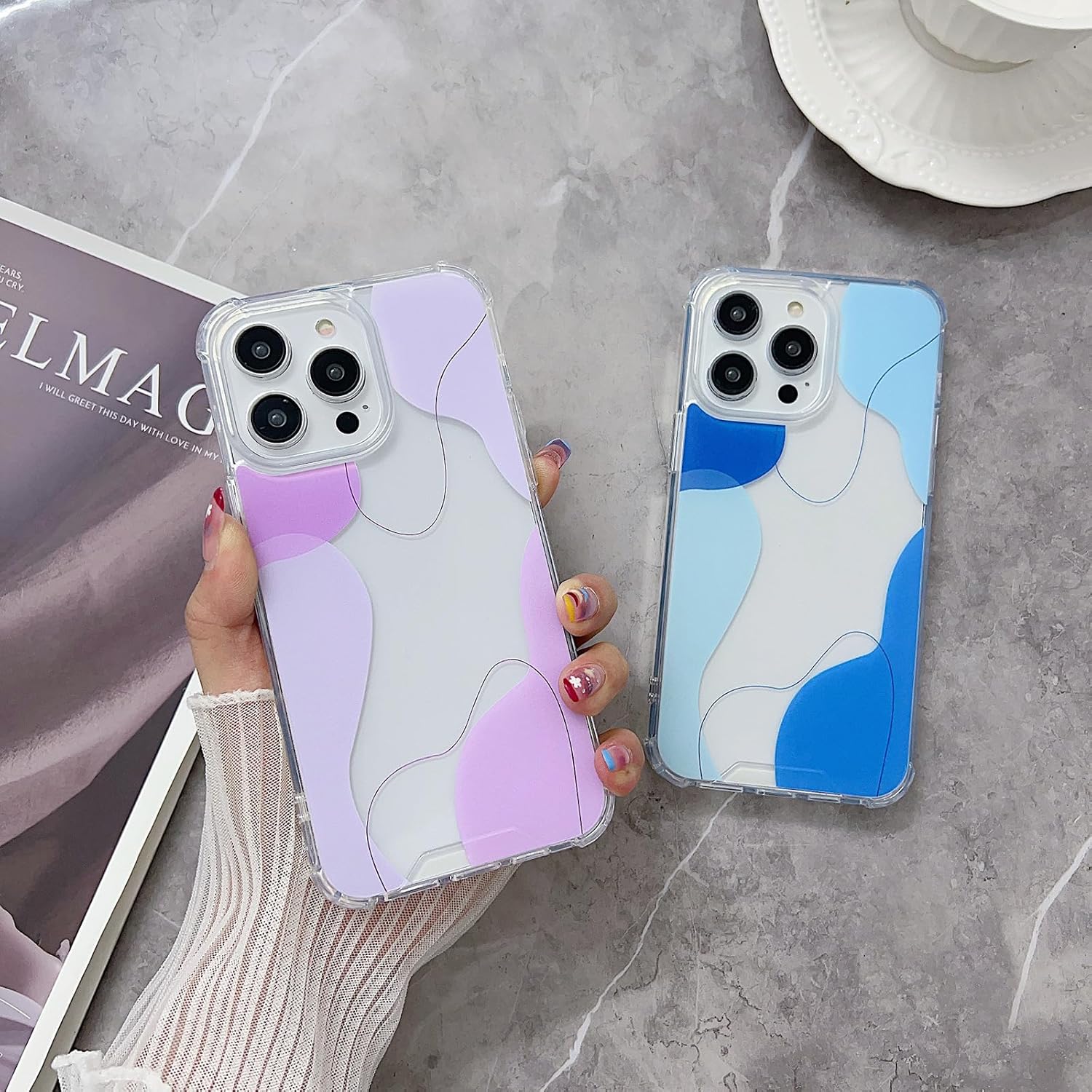 Funda compatible con iPhone 1314, bonita funda con patrón de corazón pintado simple para mujeres y niñas, funda de TPU suave + protección de
