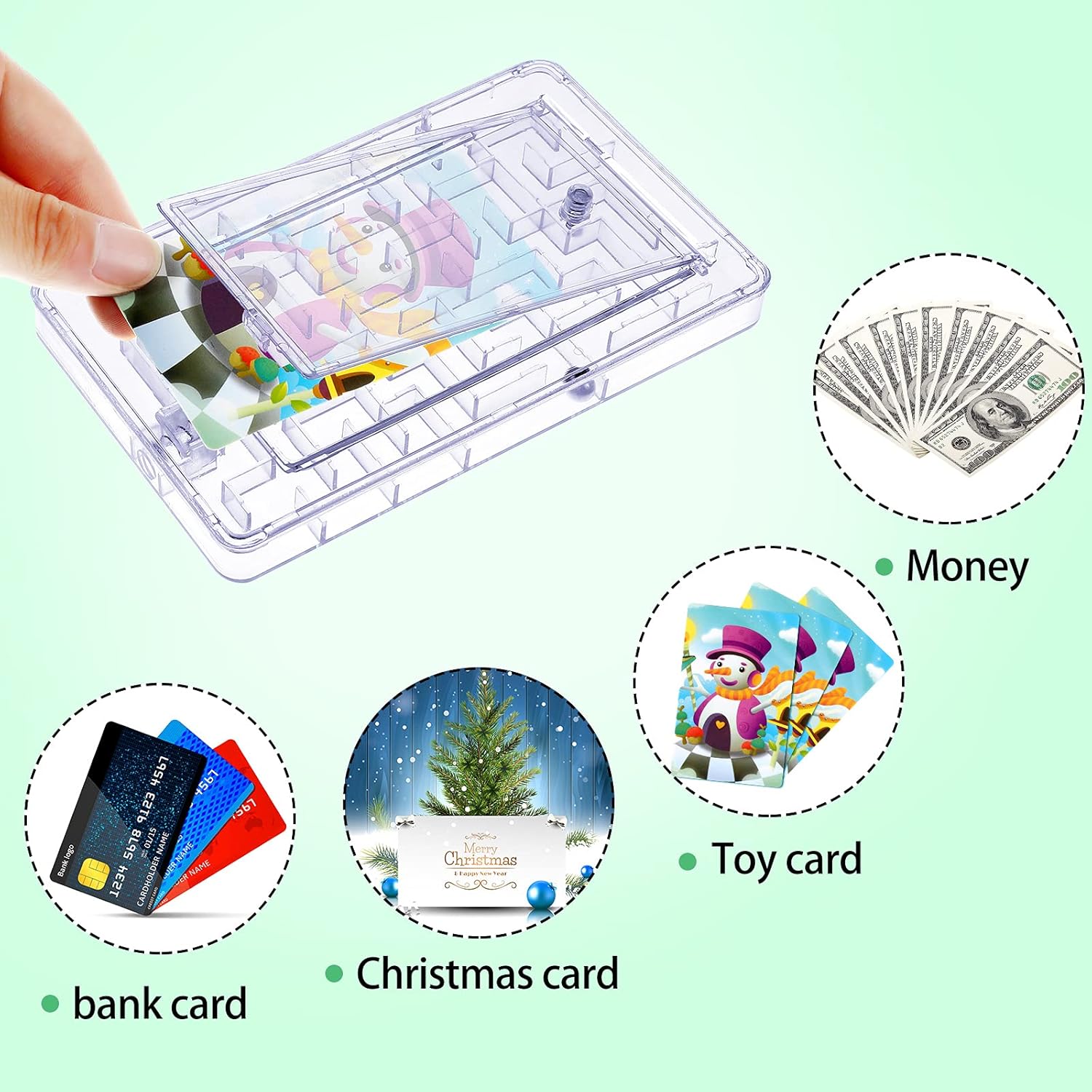 Skylety Caja de rompecabezas de dinero de 5 piezas, caja de regalo de rompecabezas, tarjetero de plástico para rompecabezas divertido, juego de