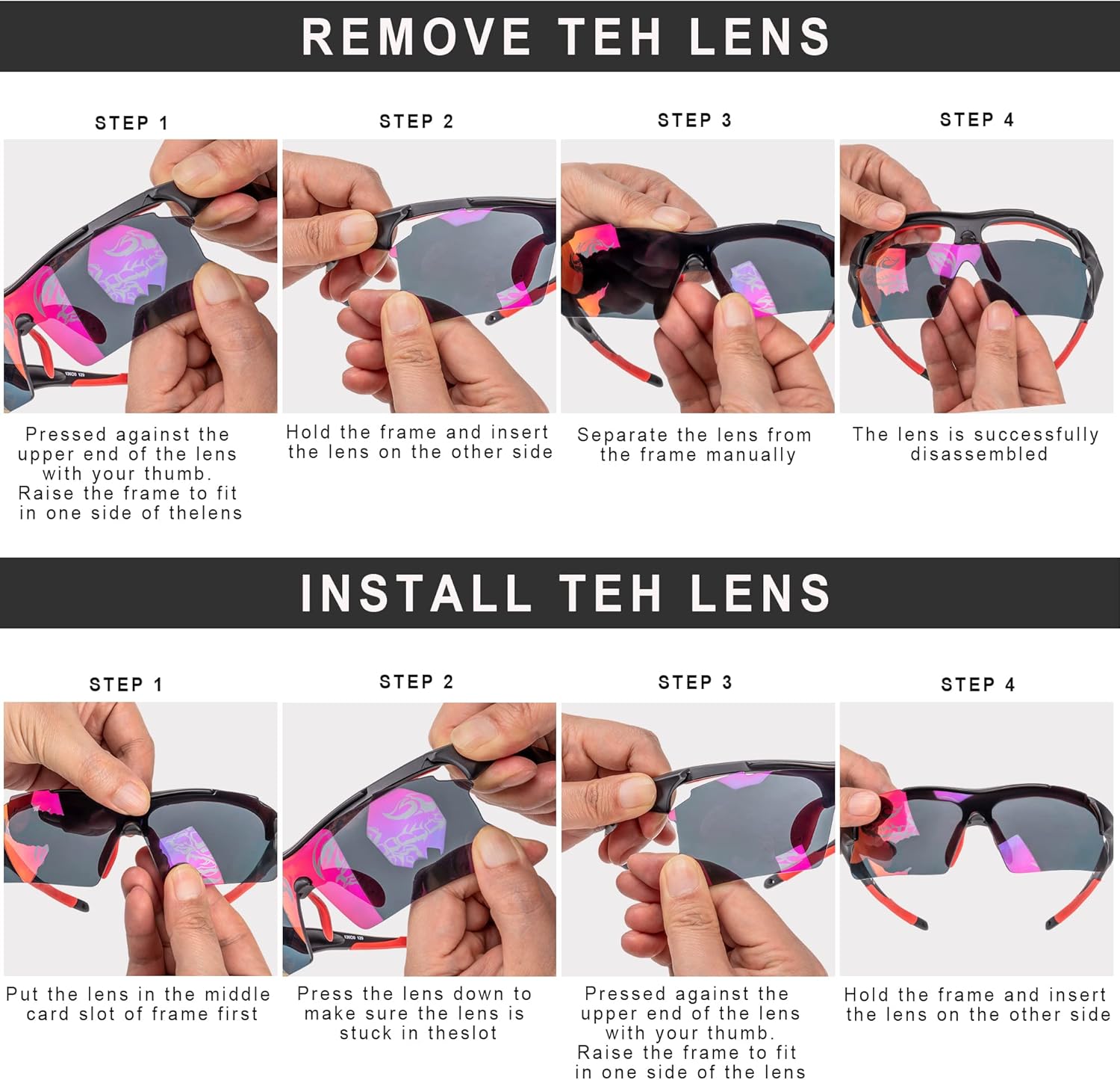 CXWXC Gafas de ciclismo para hombre, lentes de sol polarizadas para mujer con 3 lentes intercambiables – Gafas de sol deportivas con protección UV400