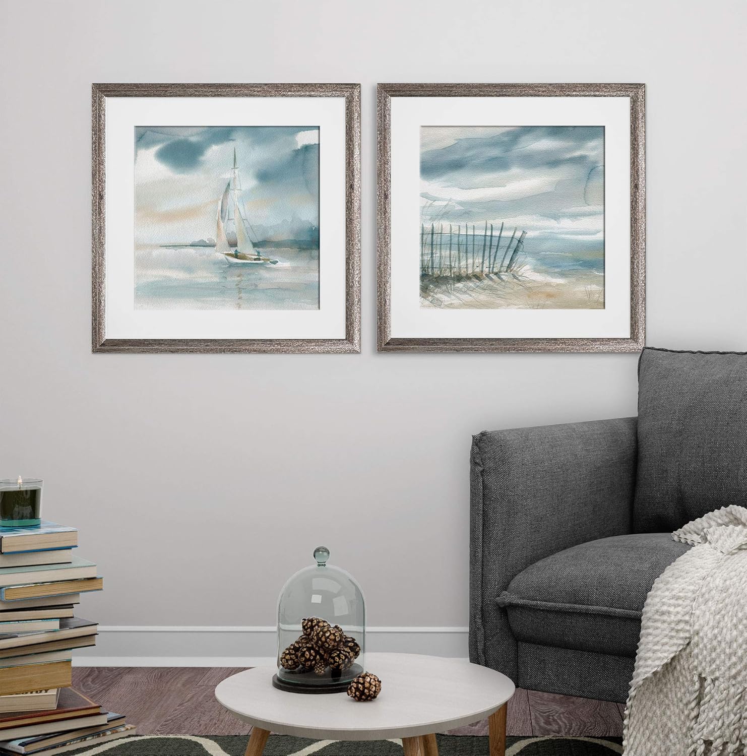 Wexford Home Subtle Mist-Juego de 2 piezas de impresión artística, 16 x 16
