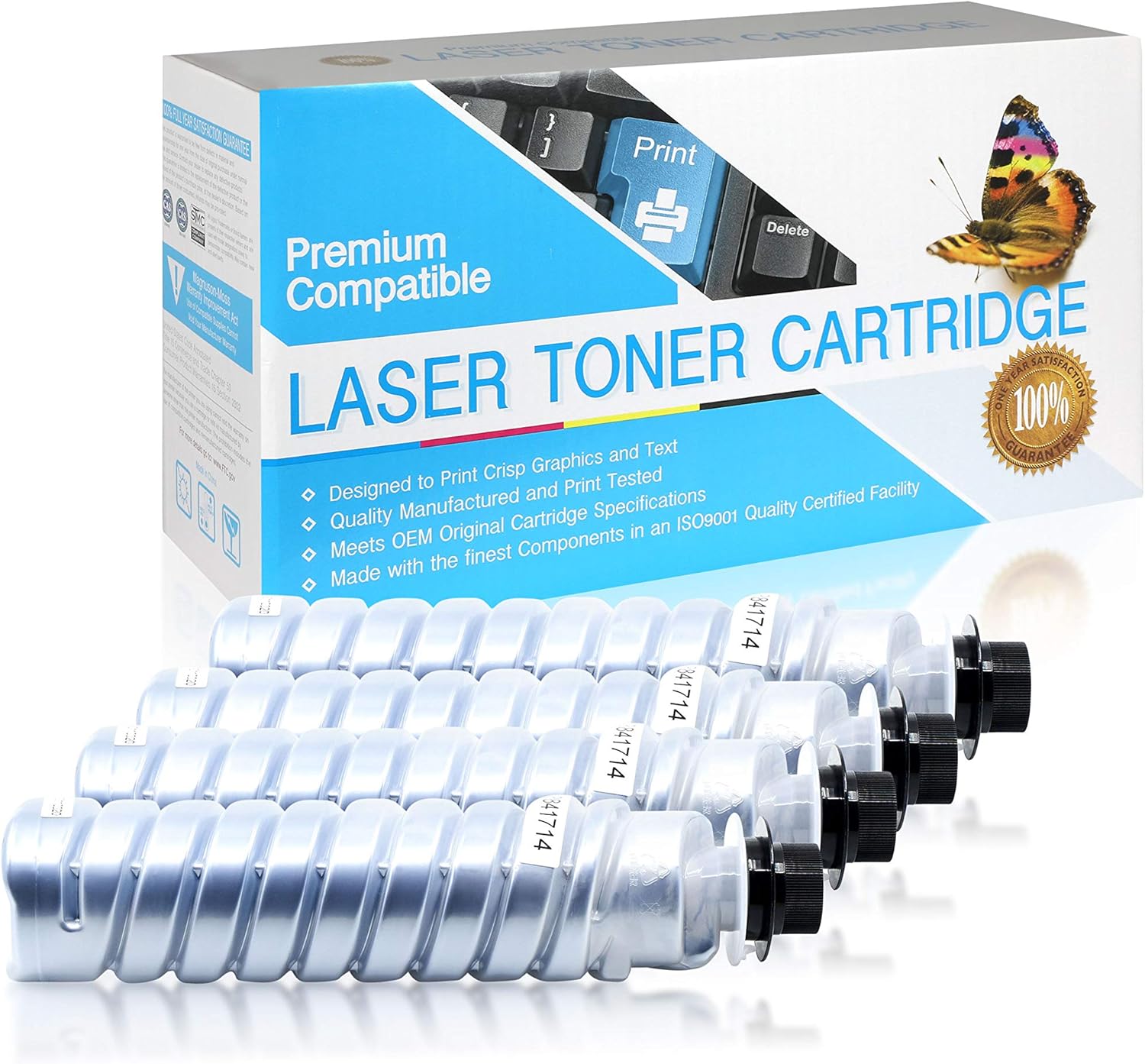 SuppliesOutlet Cartucho de tóner de repuesto compatible para Ricoh 841714  841767 (negro, 4 unidades)
