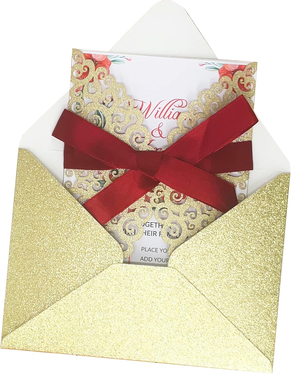 Juego de tarjetas vintage de dibujos animados dorados para personas navideñas, 25 tarjetas cortadas con láser con sobres y cintas