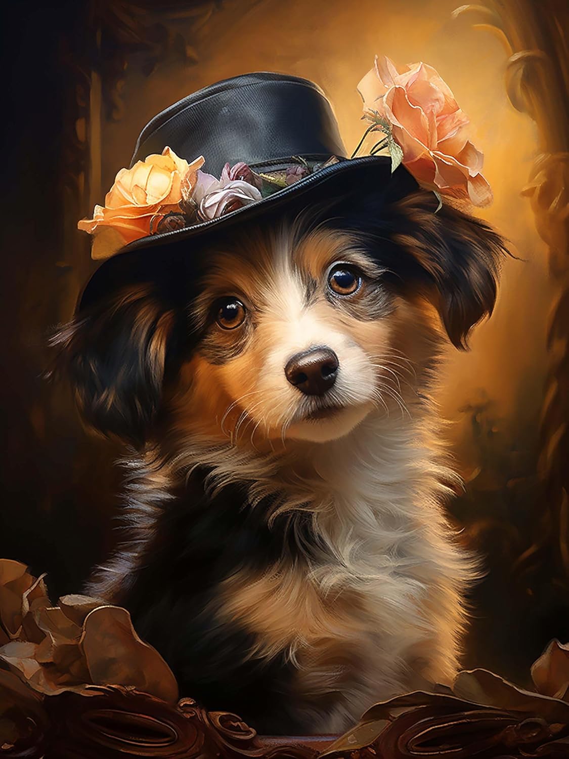 Cuneai – Kit de pintura de diamante 5D para perro, pintura redonda por números, artesanía de animales, bordado de cristal para decoración de pared