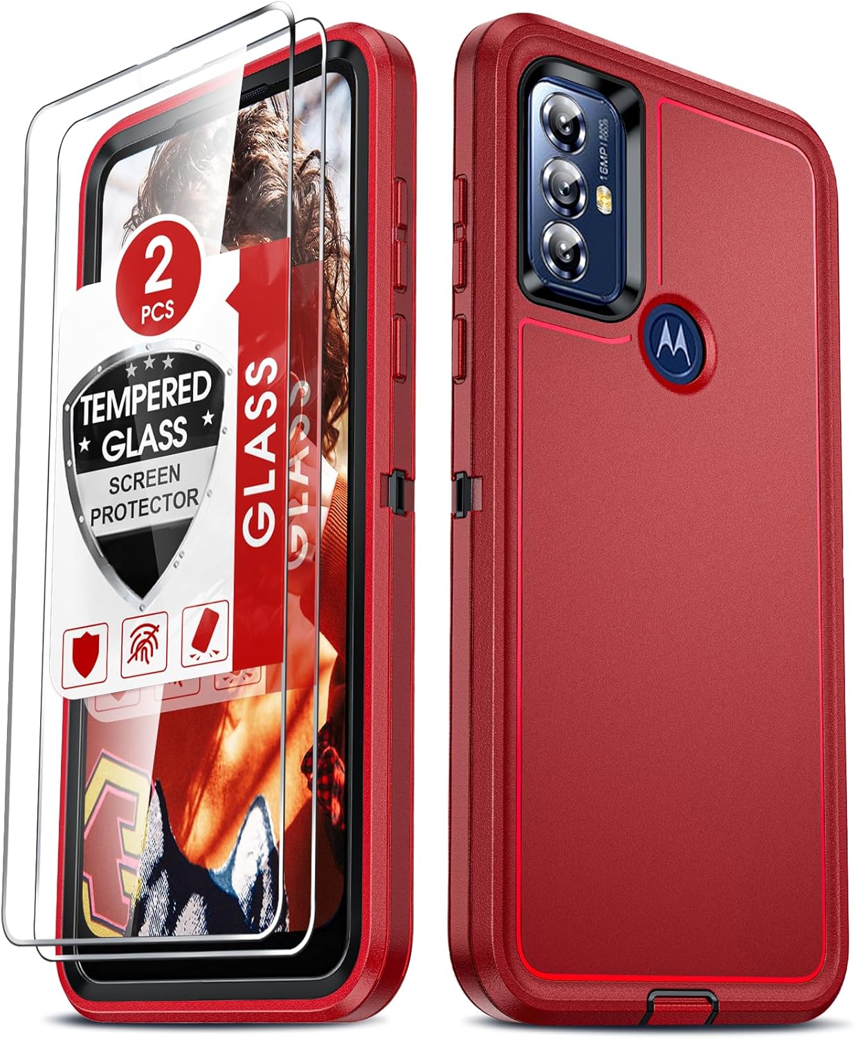 LeYi Funda para Moto G Play 2023 Funda para Motorola G Play 2023 con 2 protectores de pantalla, resistente 3 en 1 de grado militar, funda a prueba