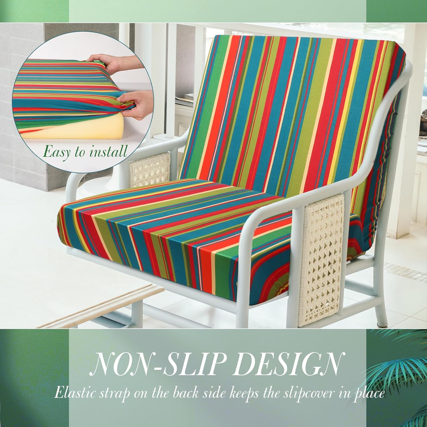 8 Pcs Patio Stretch Sofa Cushion Cover Outdoor Cushion Cover Replacement Patio Furniture Cushions Couch Slipcovers Chair Seat Cover Soft Flexibility