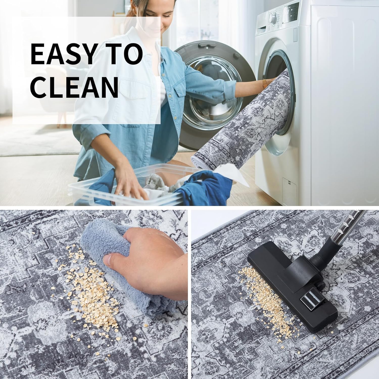 Juego de 3 alfombras de cocina antideslizantes lavables para el suelo, juego de 3 alfombras de cocina súper suaves para cocina, lavandería, entrada,