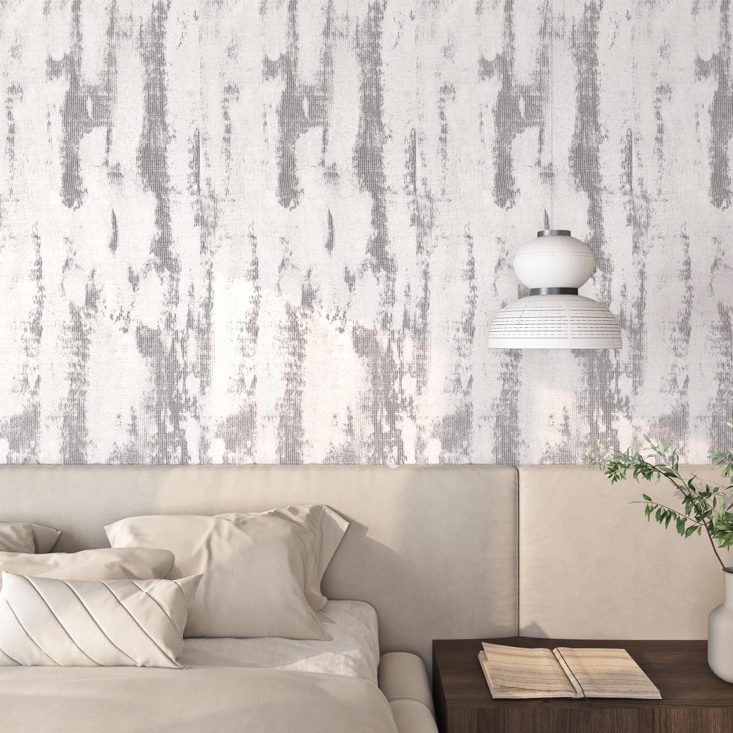 FunStick Papel tapiz grueso de hormigón teñido de color gris y blanco, con textura 3D, autoadhesivo, removible, para encimeras, dormitorio, baño,