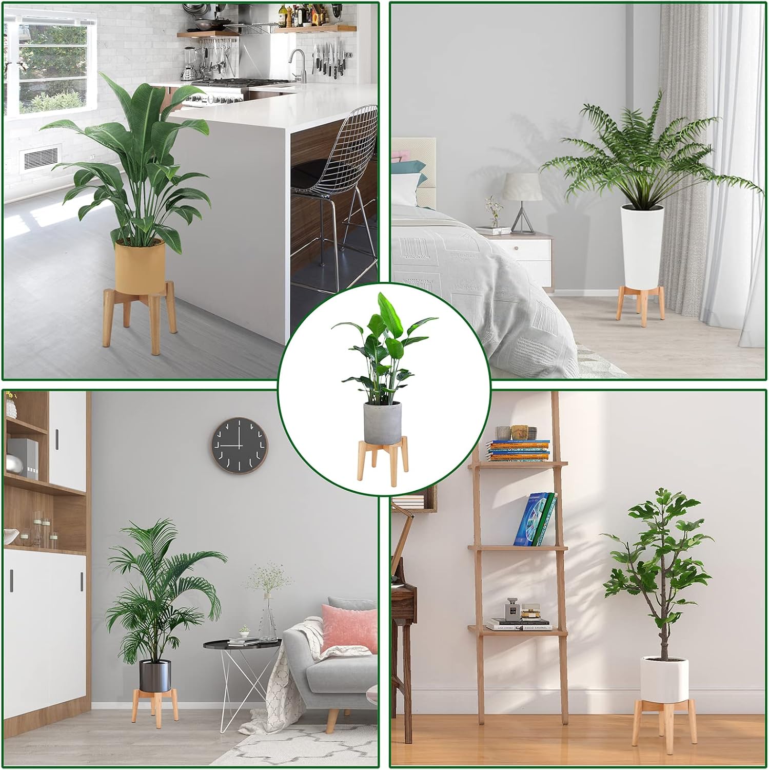 Soporte para plantas de madera, soporte para macetas, estante de exhibición de plantas moderno de mediados de siglo para macetas de 10 a 12 pulgadas