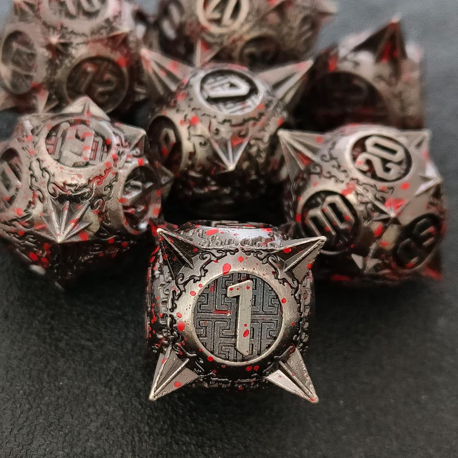 Juego de dados de metal DND, dados de punta redonda, 7 dados poliédricos, MTG Pathfinder D20, juego para juegos de rol RPG, juego de dados D20,