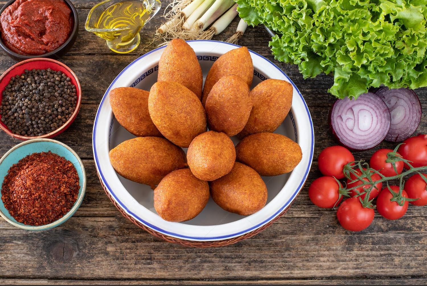 Kibbeh – Molde para hacer rollos de albóndigas, herramienta de prensa manual para hacer pastel de carne, 4 rejillas de 2.8 in, tamaño grande, hecha