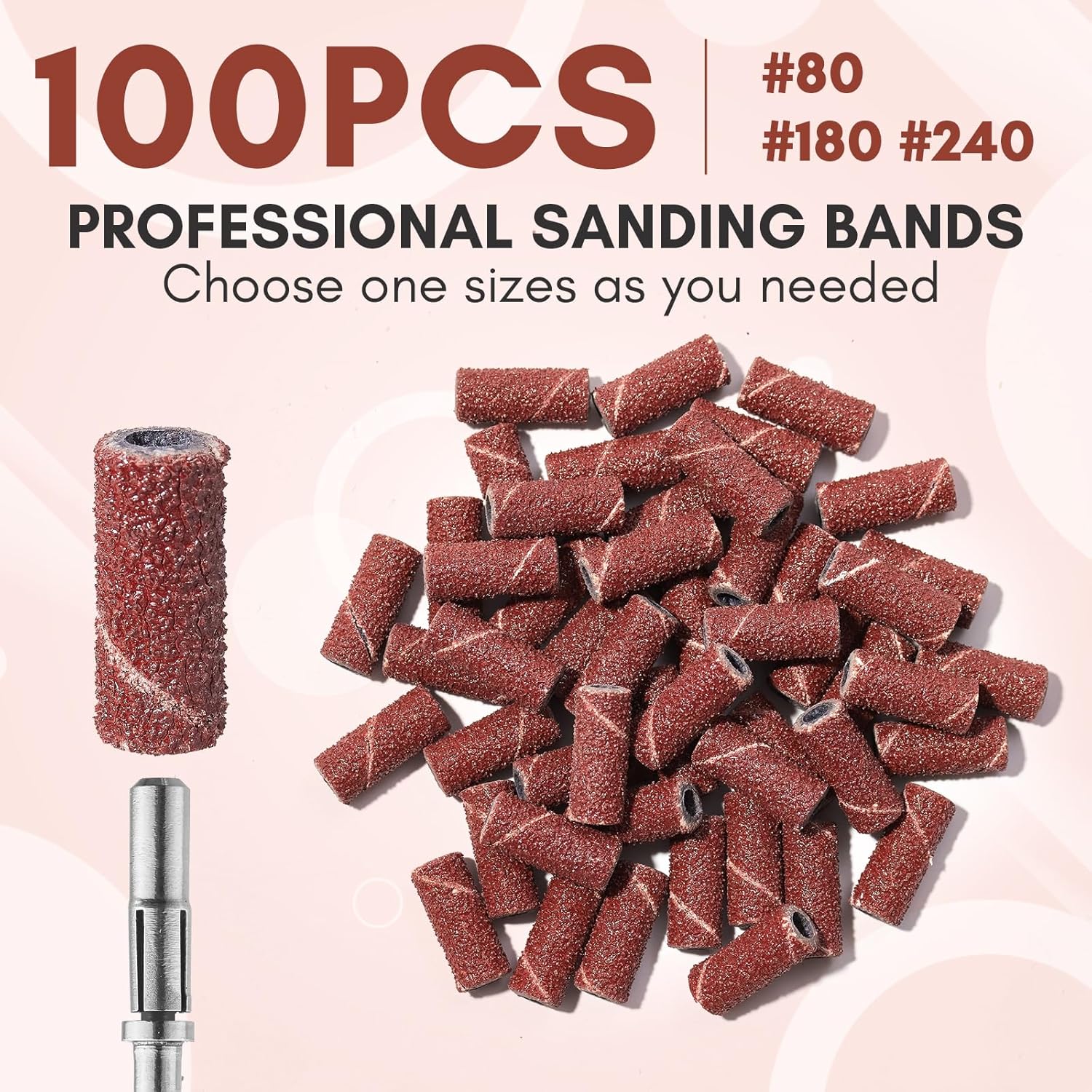 Makartt Bandas de lijado para taladro de uñas, 100 unidades de diseño mejorado 2023 pequeñas limas de lijado de uñas para brocas de mandril de 0.118