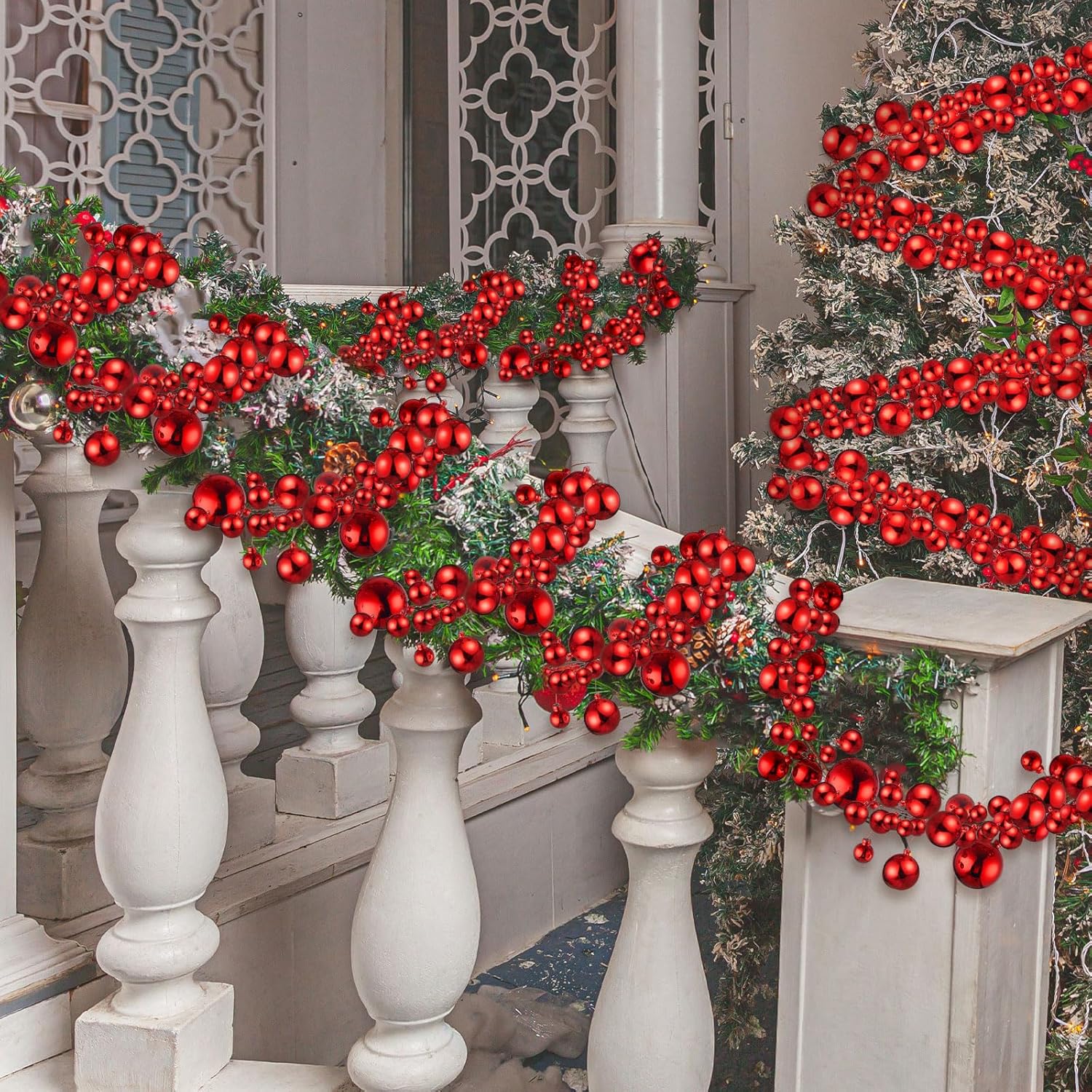 2 guirnaldas de bolas de Navidad de 6.6 pies, adornos de bolas resistentes, guirnalda de bolas de árbol de Navidad, guirnalda para suministros de