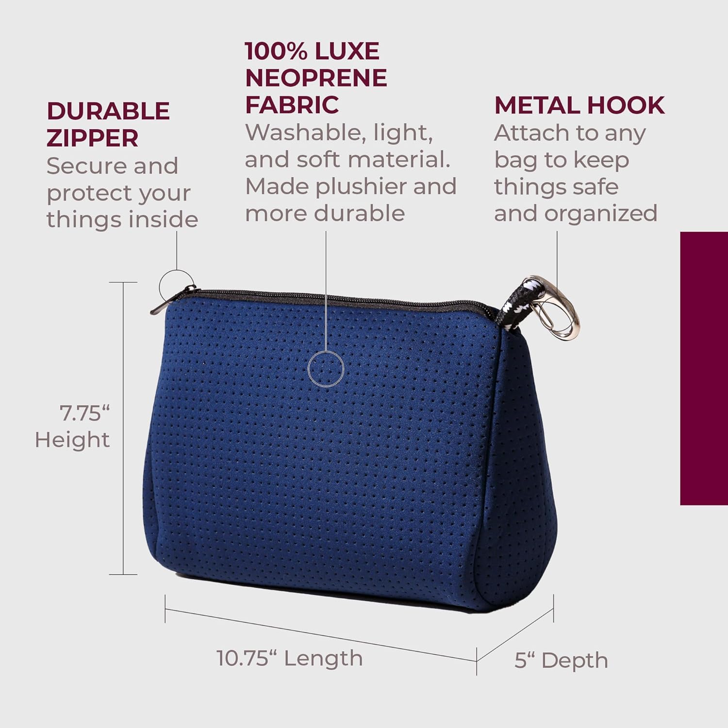 Pop Ups Brand – Bolsa de maquillaje grande con cremallera, de neopreno, lavable a máquina, artículos de tocador de viaje, bolsa organizadora de