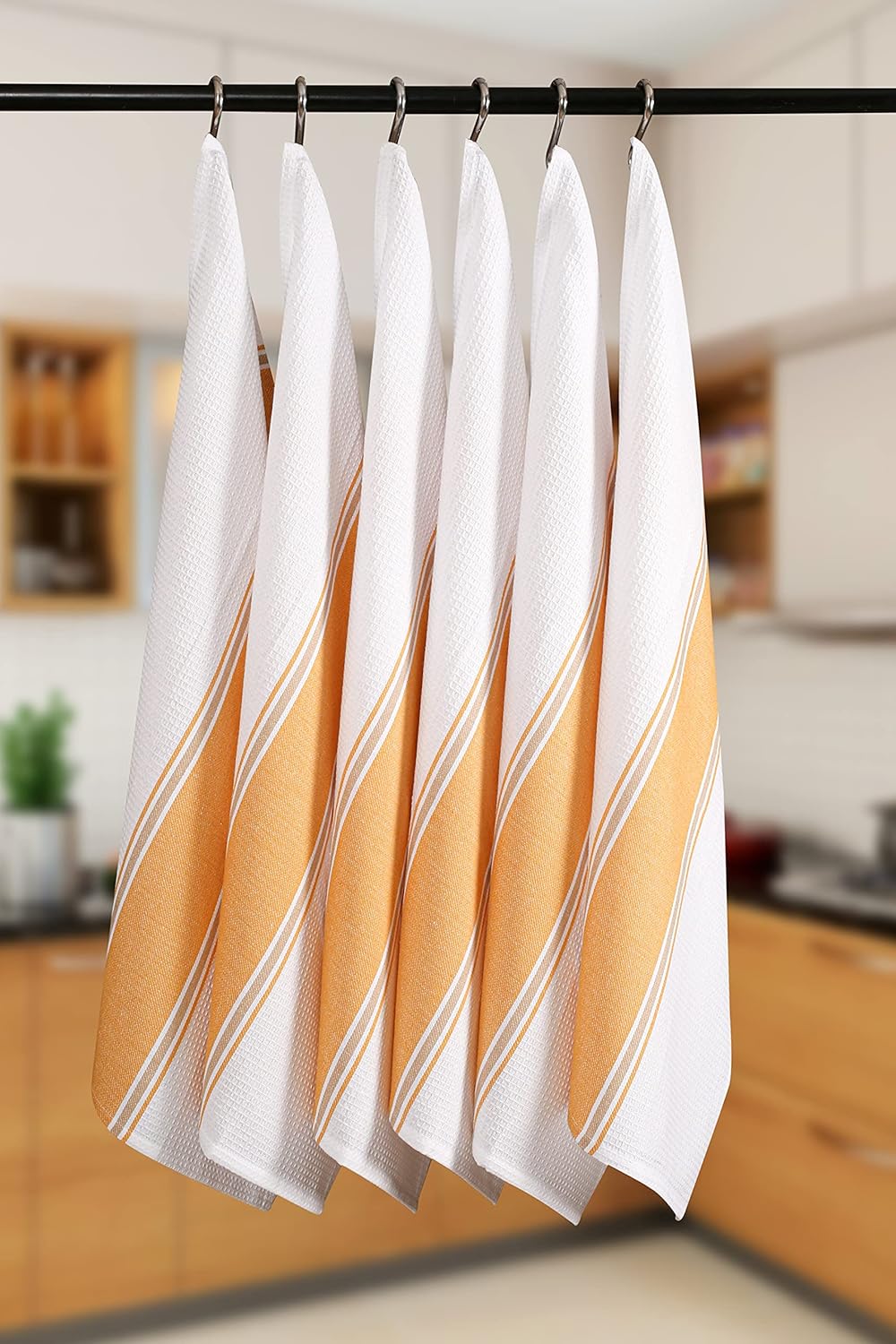 Paquete de 6 trapos de cocina vintage, rústicos, de 100% algodón, altamente absorbentes, de secado rápido, de grado profesional con lazo para