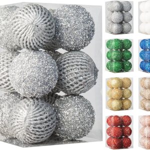 Adornos de bola de Navidad de 3.15 pulgadas, 12 piezas de bolas de lentejuelas con purpurina, bolas para árbol de Navidad, bodas, fiestas, Adornos de bola de Navidad de 3.15 pulgadas, 12 piezas de bolas de lentejuelas con purpurina, bolas para árbol de Navidad, bodas, fiestas,