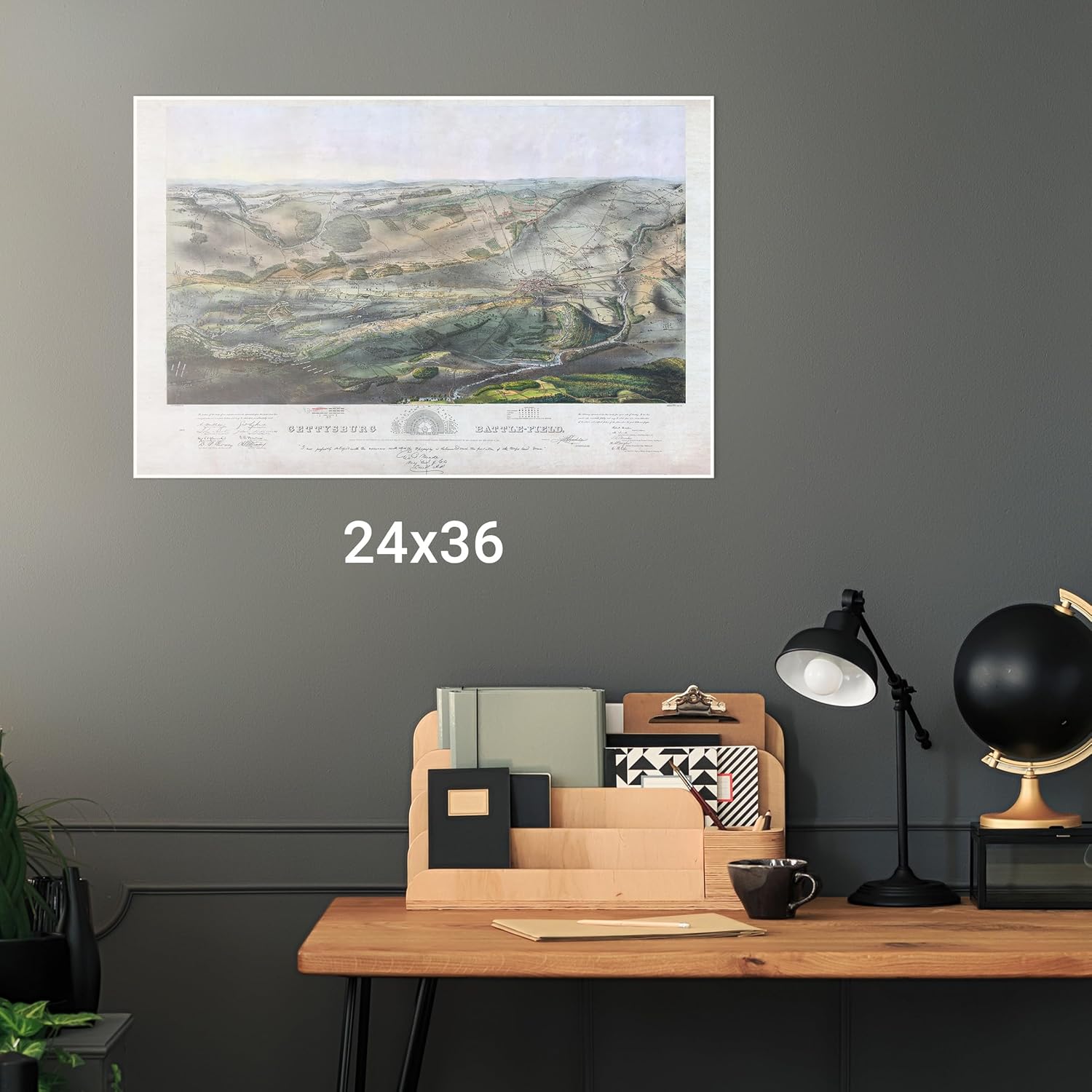 Gettysburg – Mapa de batalla – Mapa de la guerra civil – Hermosa cartografía antigua – Solo impresión – 24 x 36 pulgadas