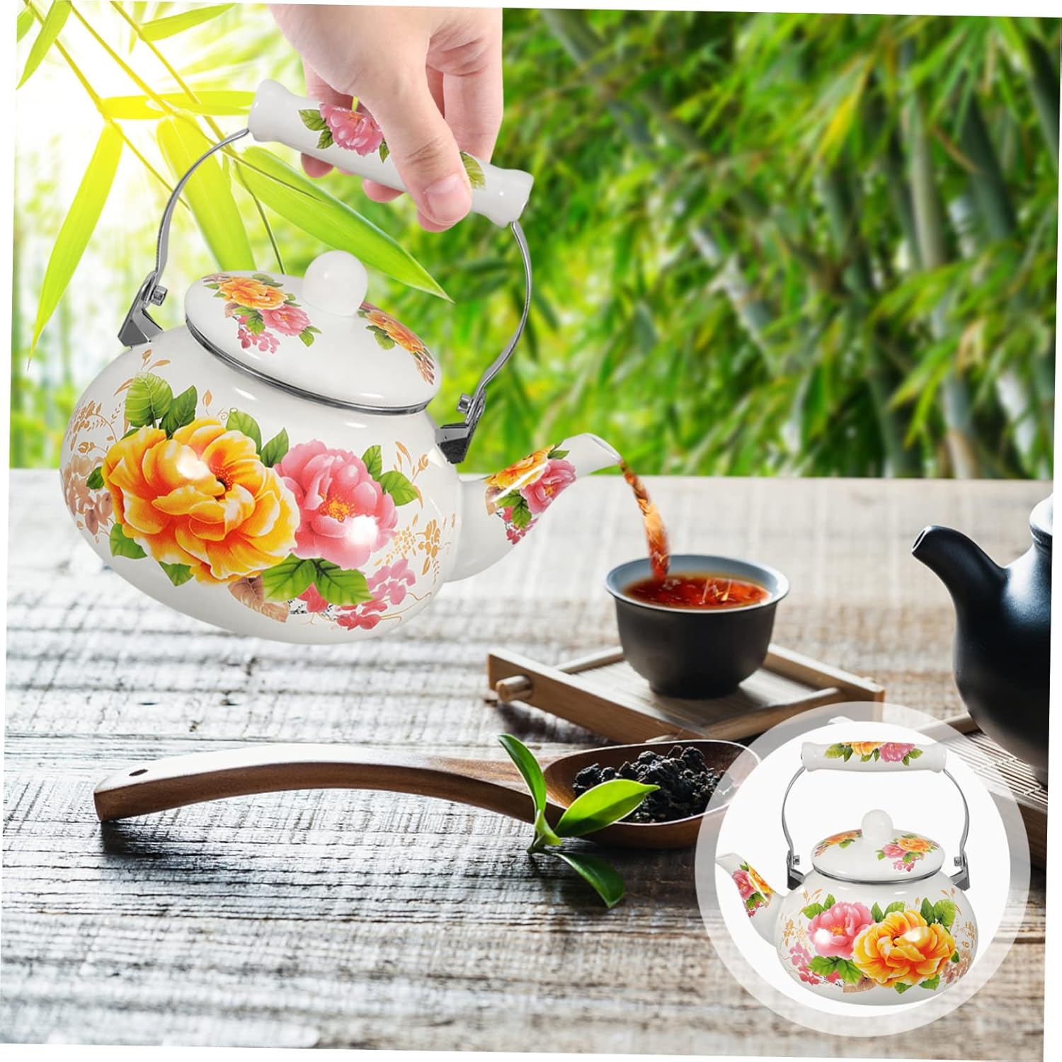 Tetera esmaltada Tetera de esmalte Tetera japonesa Cafetera Camping Cafetera Camping Tetera Tetera decorativa Esmalte Casa Tetera Tetera Tetera
