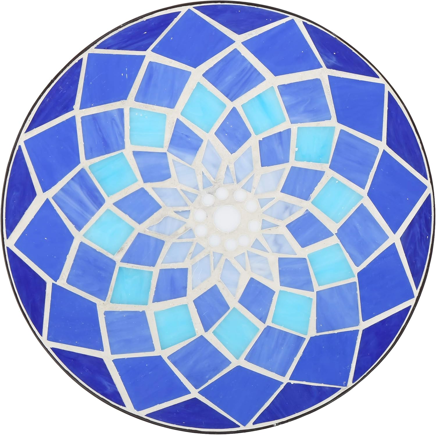 Christopher Knight Home Azure – Mesa auxiliar de cristal para exteriores con marco de hierro, color azul y blanco