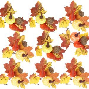 Abaodam 10 piezas de ramas artificiales de hoja de arce, púas de otoño de imitación con calabazas, conos de pino para granja, otoño, Acción de Abaodam 10 piezas de ramas artificiales de hoja de arce, púas de otoño de imitación con calabazas, conos de pino para granja, otoño, Acción de