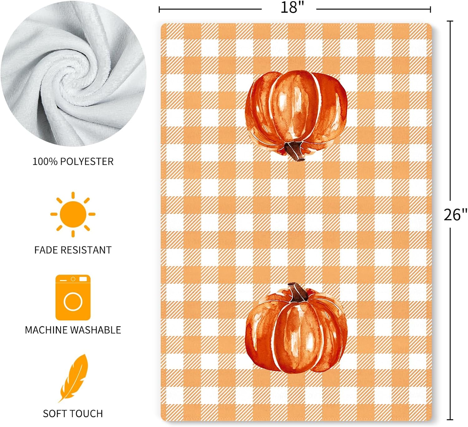 Siilues Juego de 2 toallas de cocina de otoño, 18 x 26 pulgadas, decoración de otoño para el hogar, paños de cocina de calabaza, decoraciones de