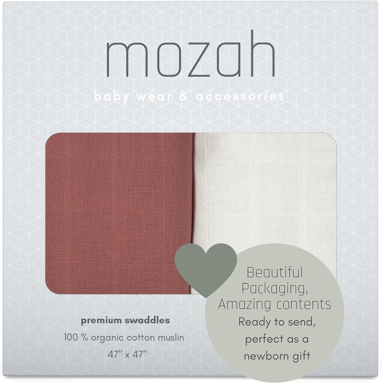 MOZAH Mantas de muselina orgánica para envolver  100% algodón orgánico suave  Manta para bebé niña y bebé niño  Artículos esenciales ideales para la