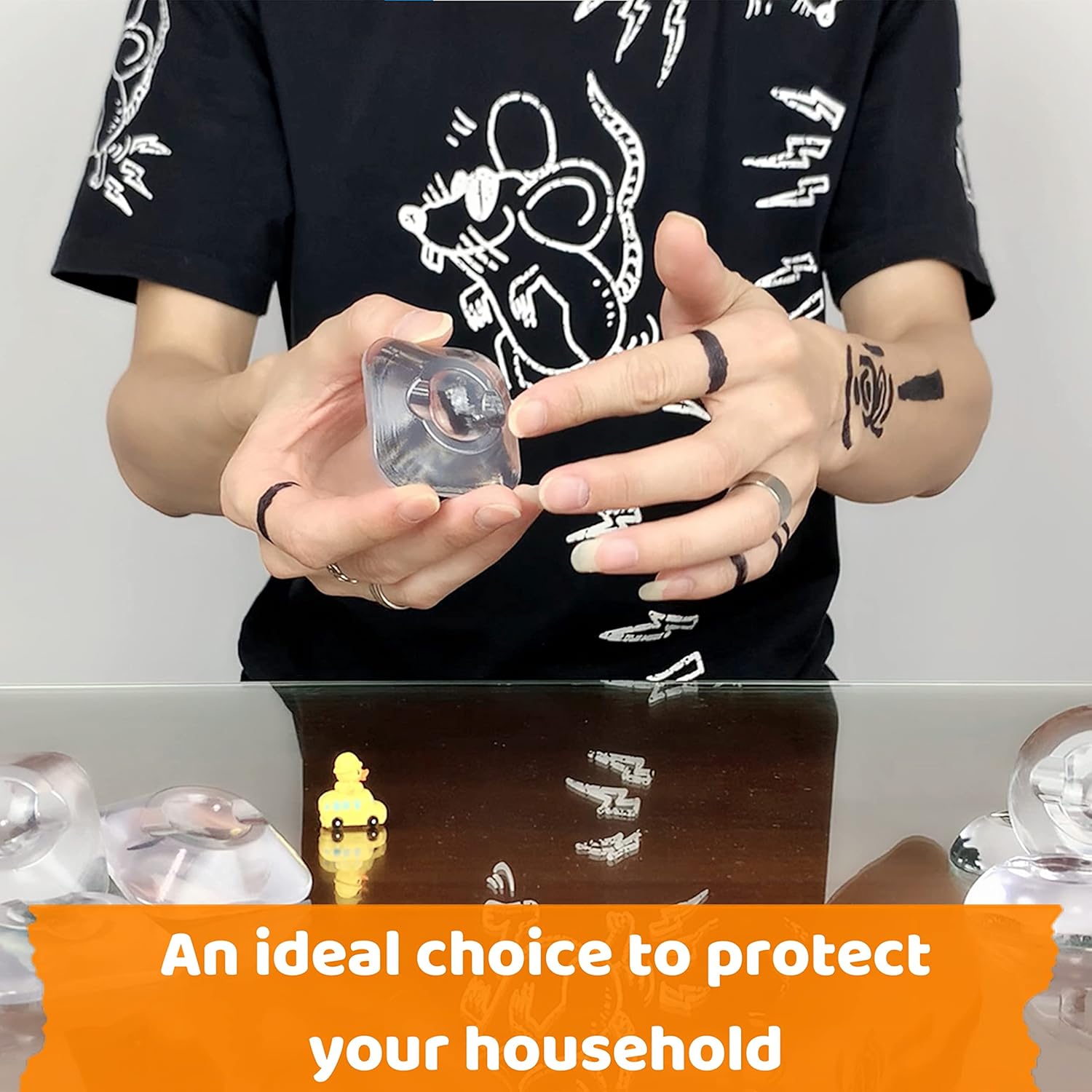 Yunshan Tope de puerta (6 unidades, 1.97 pulgadas), protector de pared de goma transparente, protector de pared para manija de puerta autoadhesivo,