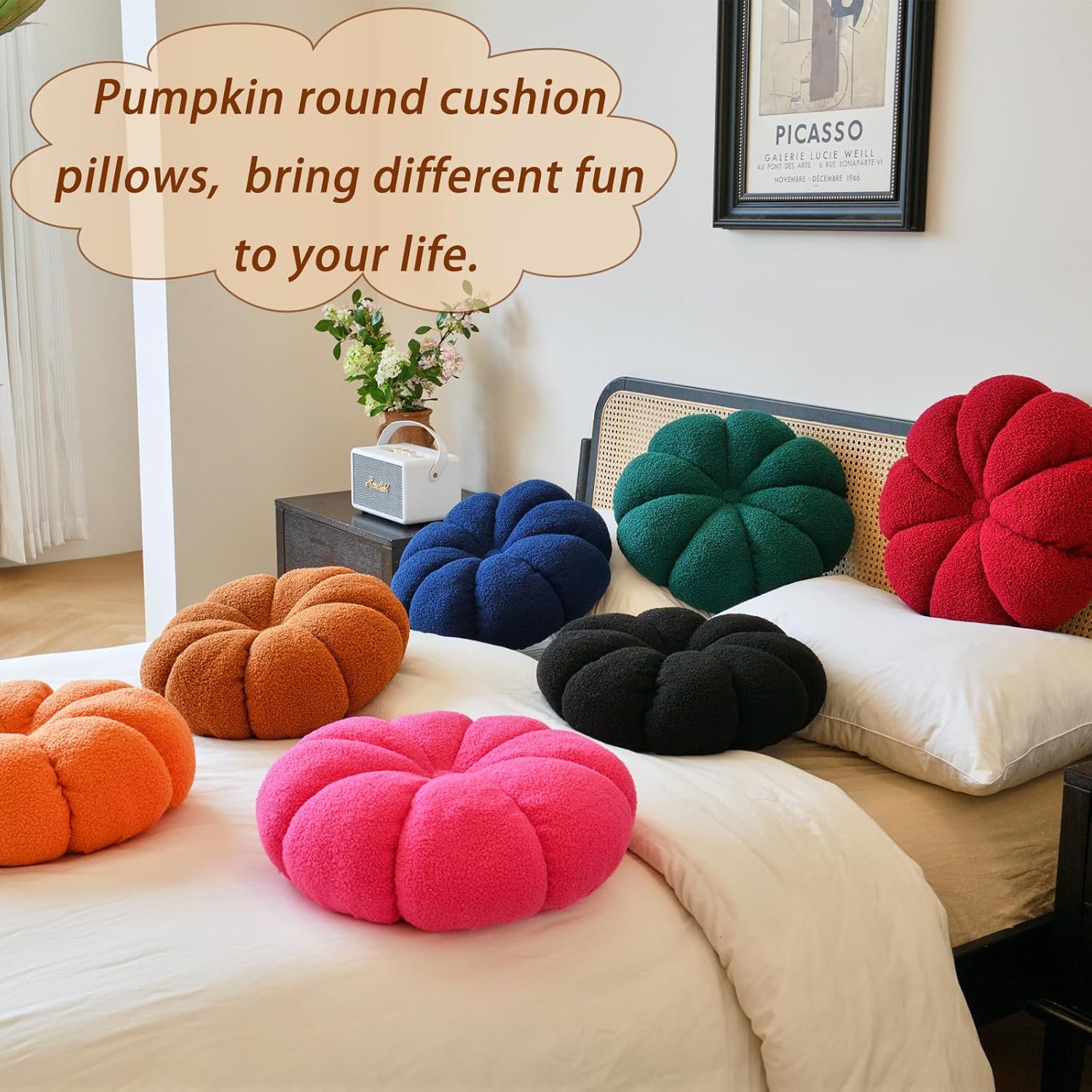 Cojín redondo para suelo, almohadas de calabaza, almohadas decorativas para sofá cama, cojines de asiento de suelo circulares gruesos, cojines de
