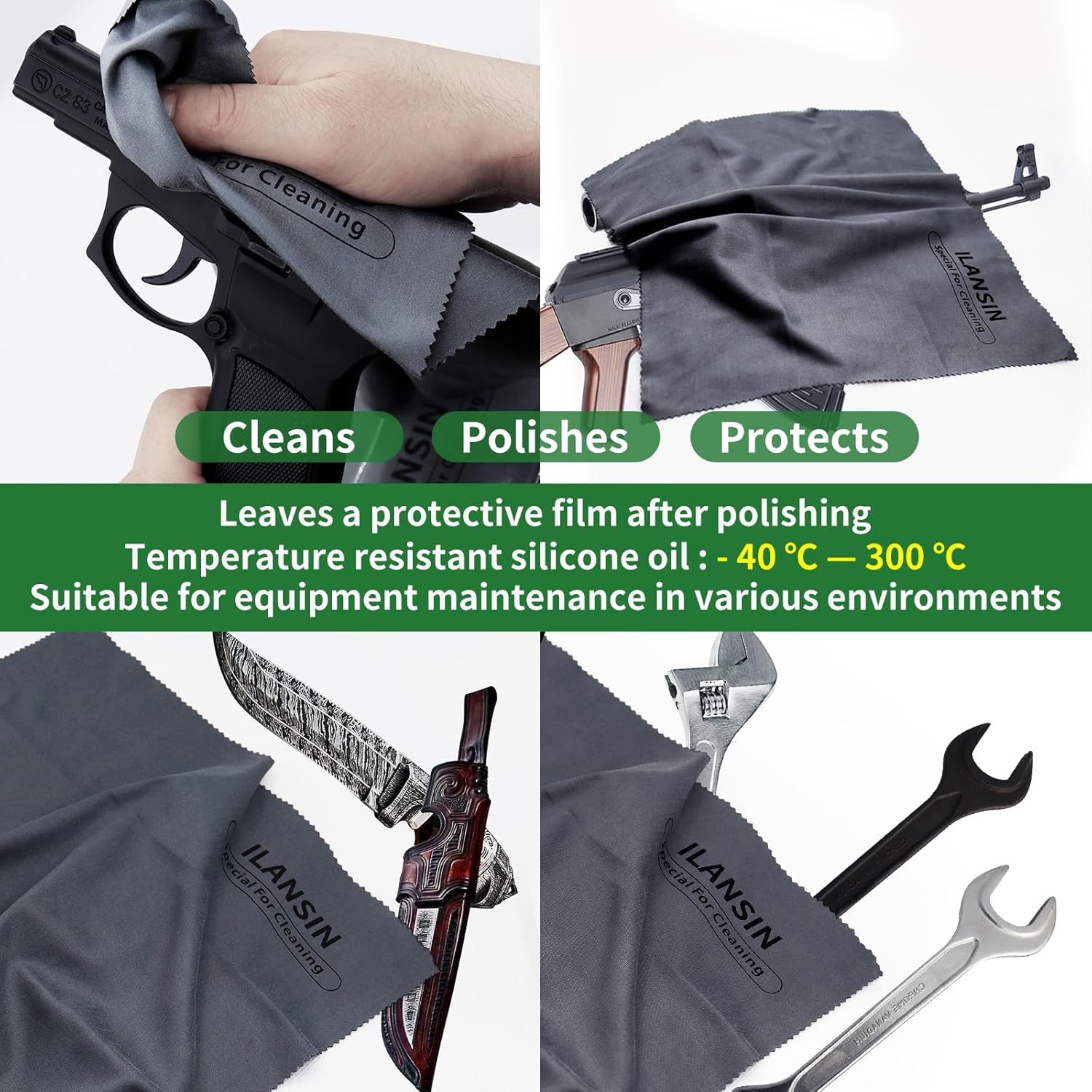 Paños de limpieza de pistola de silicona de 12 x 12 pulgadas, sin pelusas, toallitas de limpieza de pistola con trapos de limpieza de pistola gris