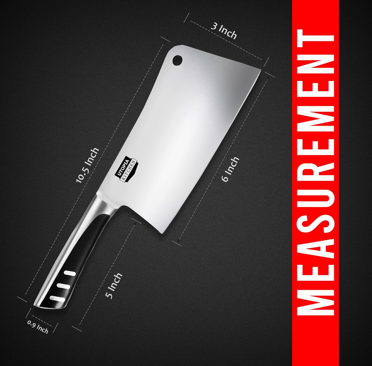 Utopia Kitchen Cuchillo de cocina de 6 pulgadas, cuchillo de carnicero de acero inoxidable para el hogar, cocina y restaurante (negro)