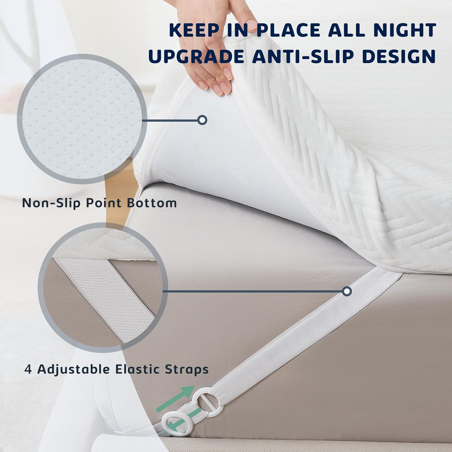Homemate Cubrecolchón de espuma viscoelástica, tamaño individual XL, protector de colchón de enfriamiento de gel de 3 pulgadas, espuma de alta