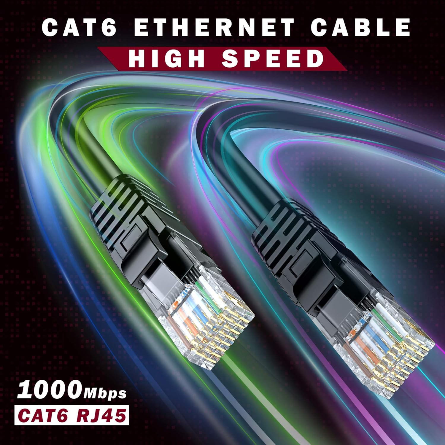 Maximm Cable Ethernet Cat 6 de 100 pies, cobre 100% puro, cable LAN Cat6, cable de Internet, cable de conexión y cable de red, UTP (negro) de 100