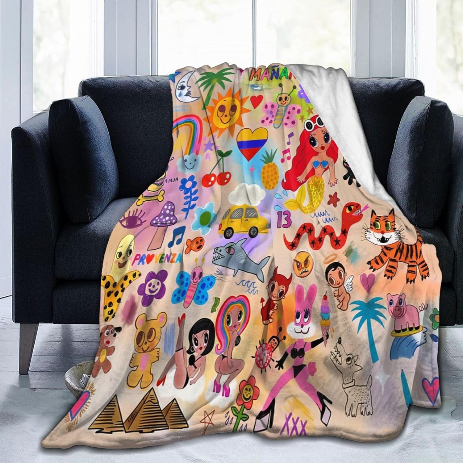 Manana Sera Music Bonito Karol Cute G – Manta de forro polar para cama tamaño King, bonita manta gráfica para sofá, sofá y cama, mantas suaves de